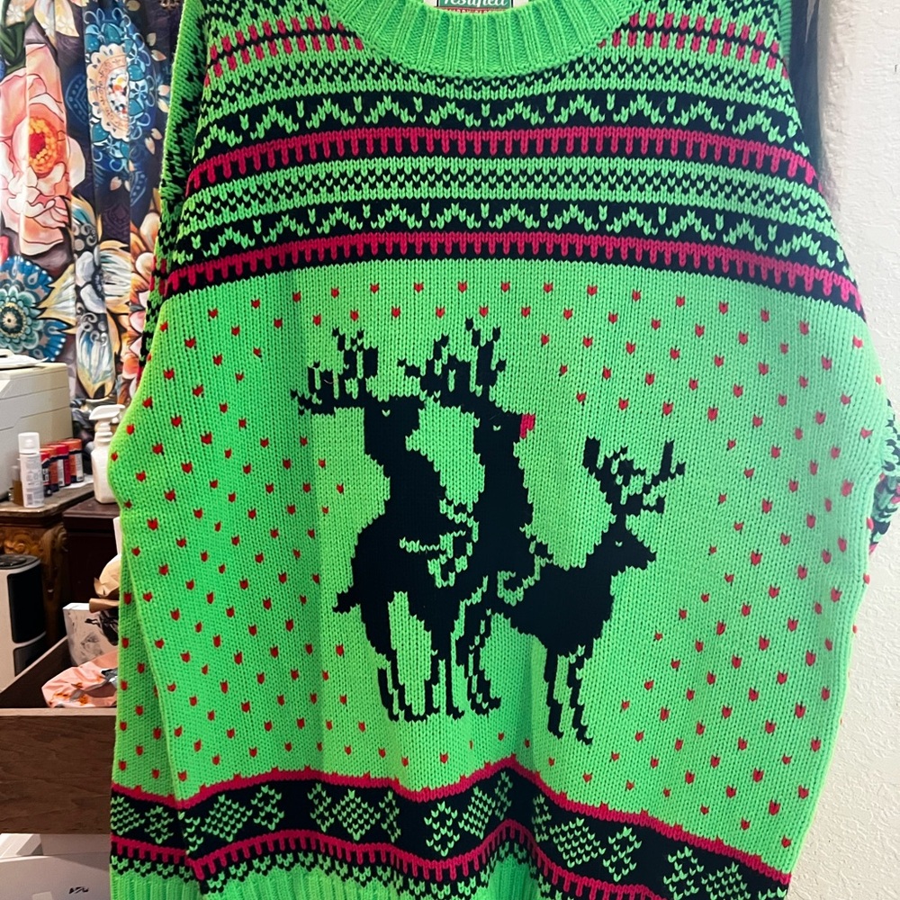 Funny Tacky Men’s Christmas Reindeer Sweater